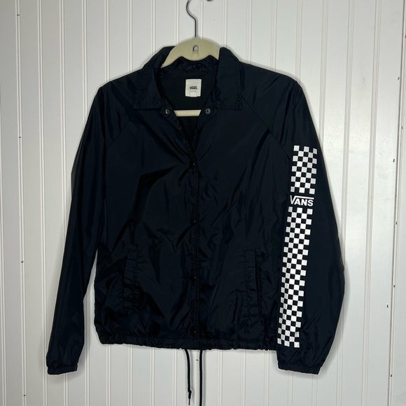 Vans Checkered Sleeve Snap Front Windbreaker Jacket Size XS - Picture 1 of 10